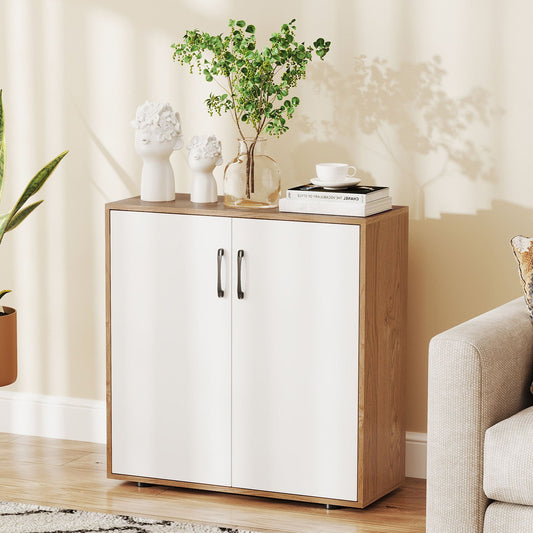 Coffee Bar Cabinet with 5-Position Adjustable Shelf for Living Room Dining Room-Natural