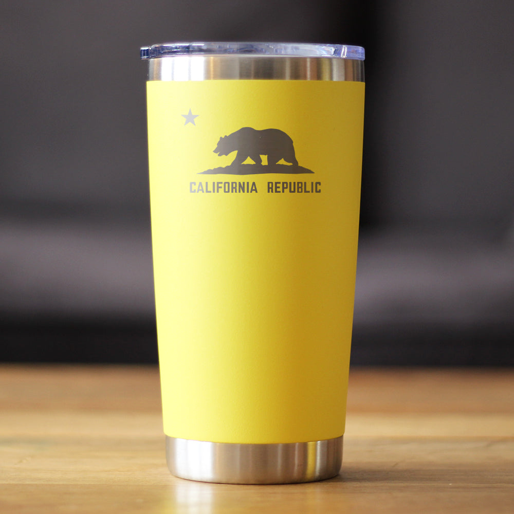 Flag of California - Insulated Coffee Tumbler Cup with Sliding Lid - Stainless Steel Travel Mug - California Gifts for Women and Men Californians