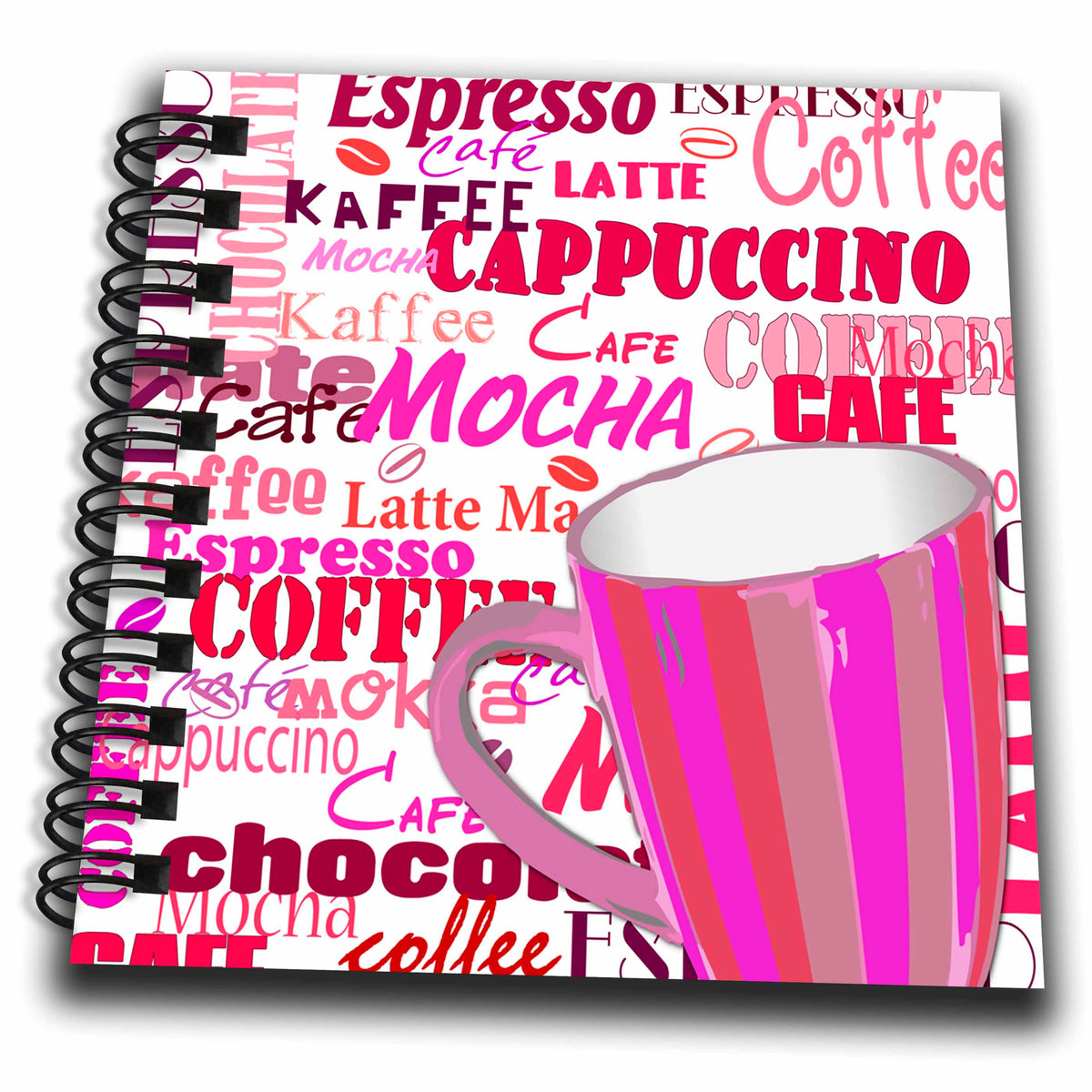 3dRose Sven Herkenrath Letters - Pink Style of Coffee Cappuccino Drink Food - Drawing Books (db_254108)