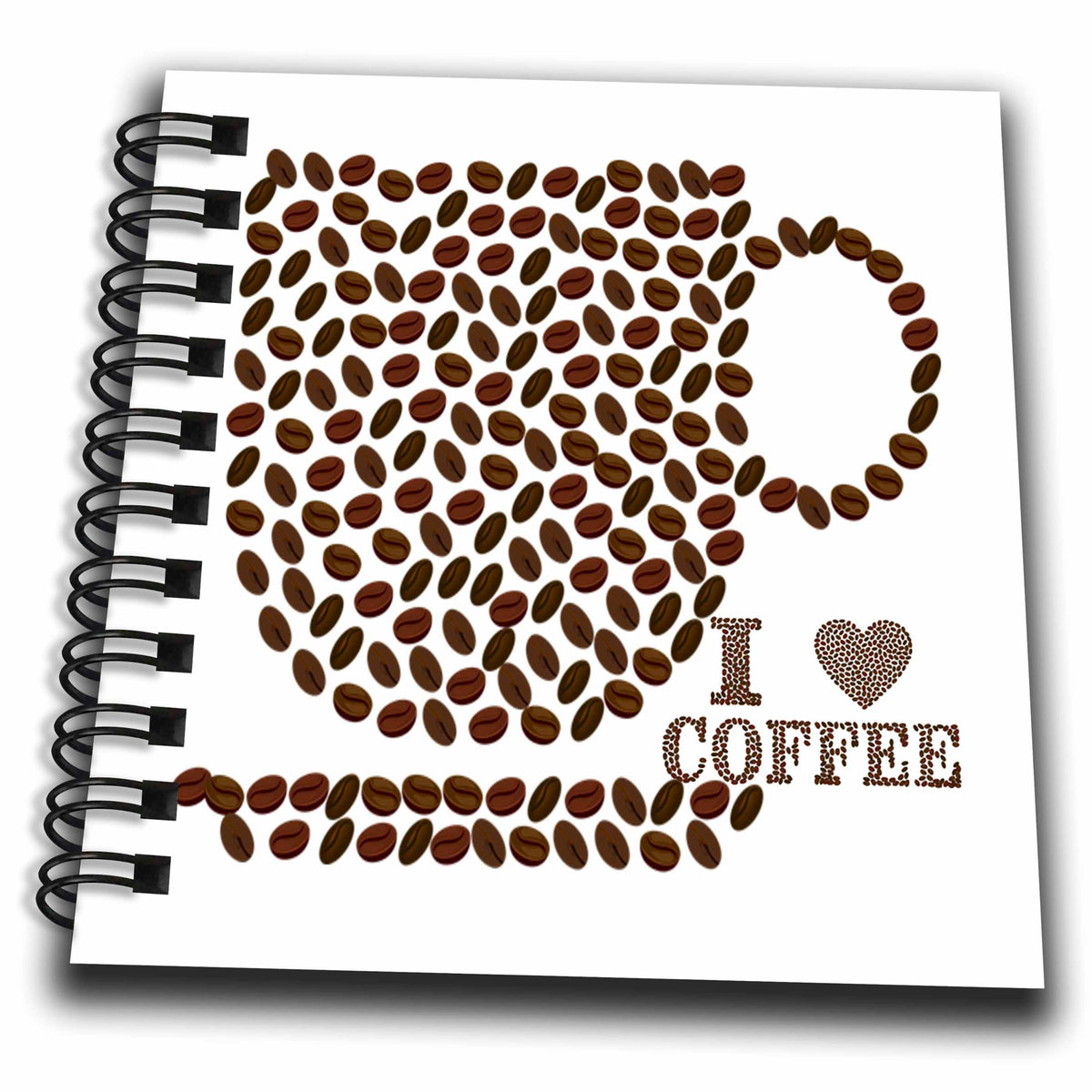 3dRose Abstract Patterns - Image of Coffee Bean Cup and I Heart Coffee - Drawing Book