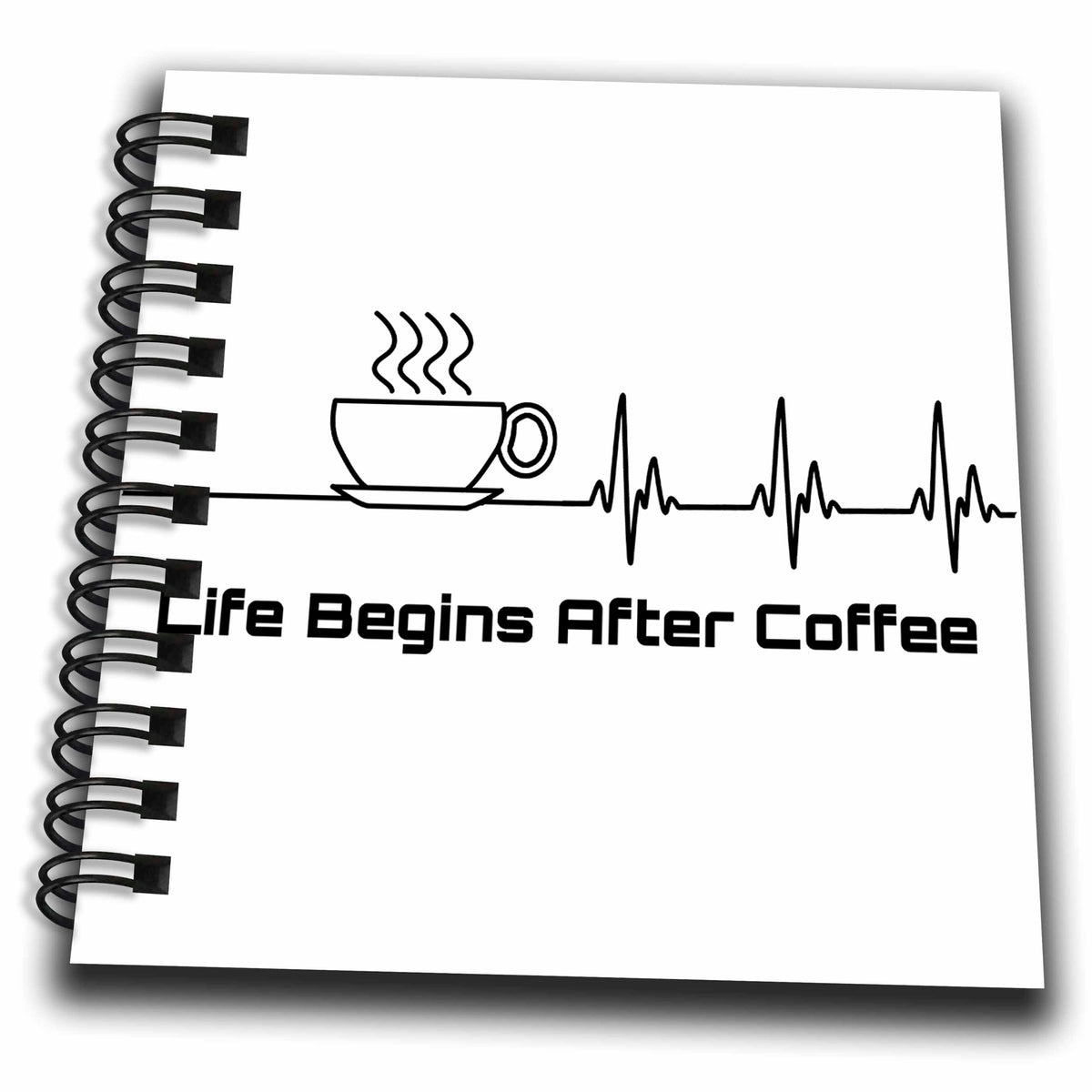 3dRose Macdonald Creative Studios – Coffee - Funny Life Begins After Coffee Heartbeat line for Coffee Drinkers. - Drawing Book