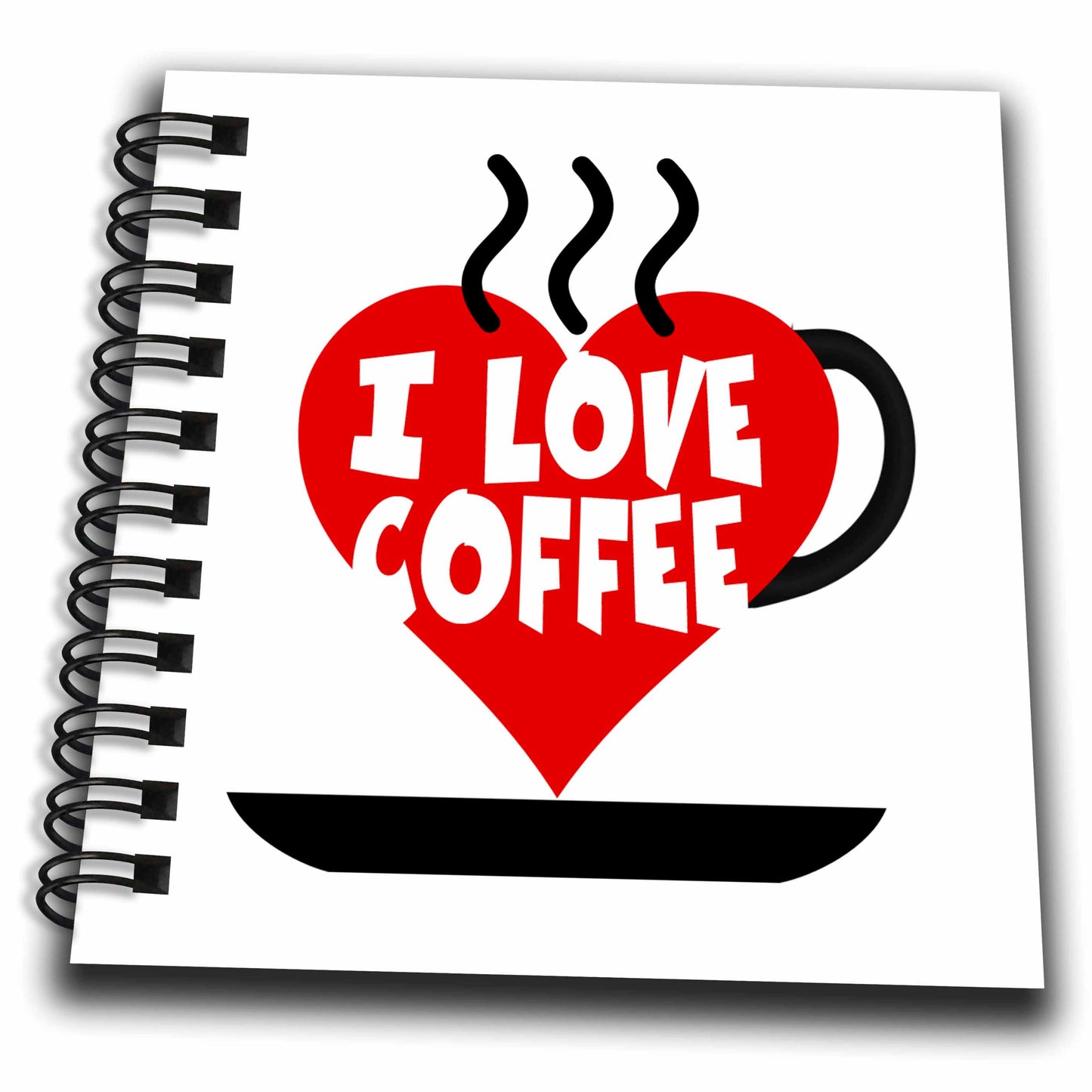 3dRose Image of Words I Love Coffee with Heart Shaped Coffee Cup - Drawing Books (db-364072)