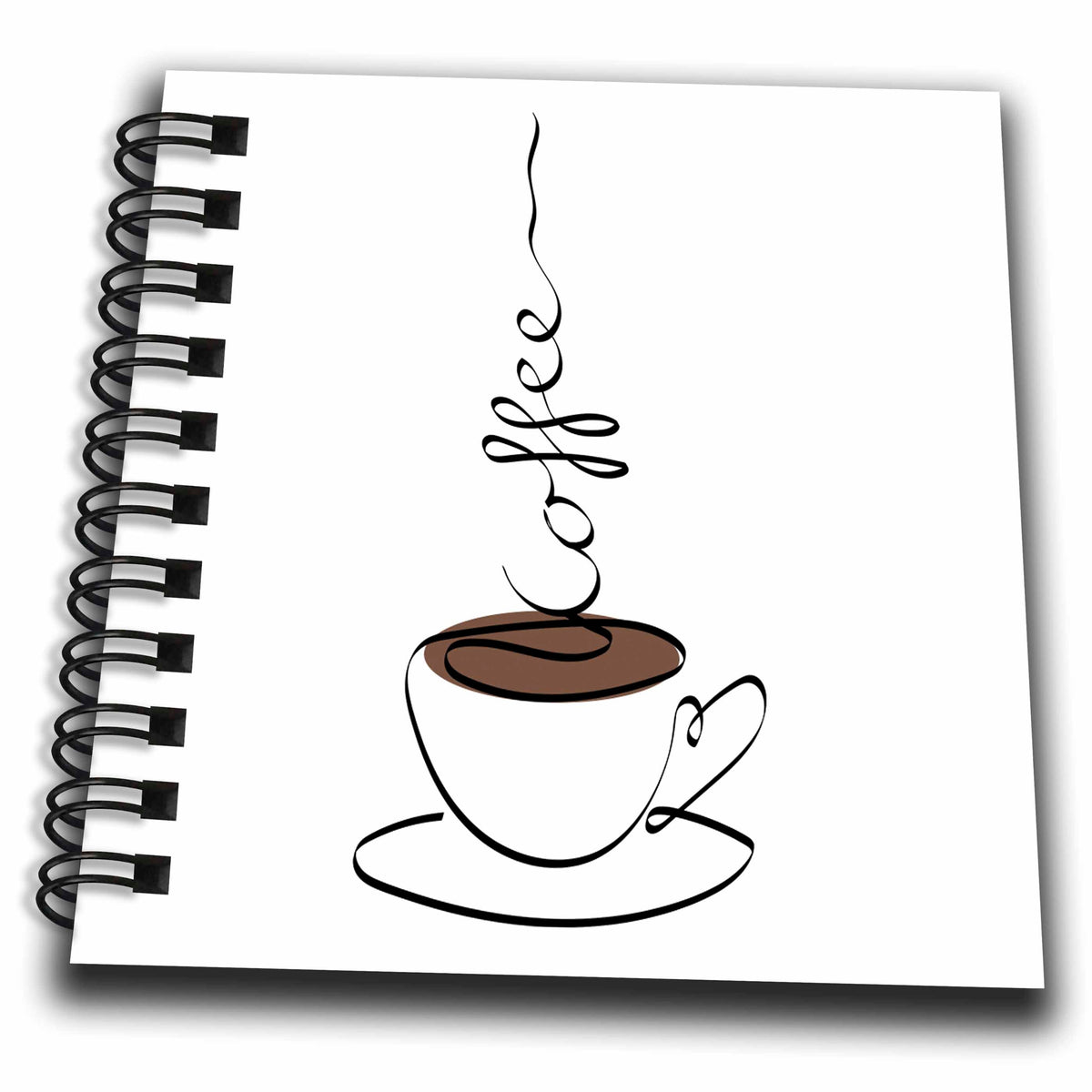 3dRose Coffee Minimalist line Art of a Cup of Black Coffee on White - Drawing Books (db-365361)