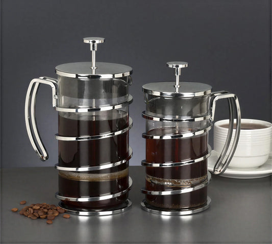 Libbey French Press 73590 17 oz, 2-Cup, Stainless Steel Frame, Borosilicate Glass Carafe