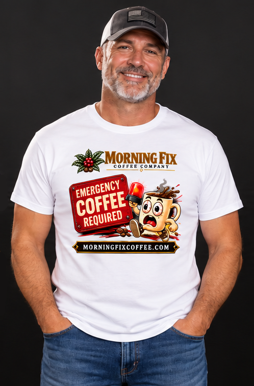 Morning Fix Coffee Logo T-Shirt | Emergency Coffee | Unisex