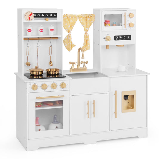 Pretend Play Kitchen for Kids with Coffee Maker-White