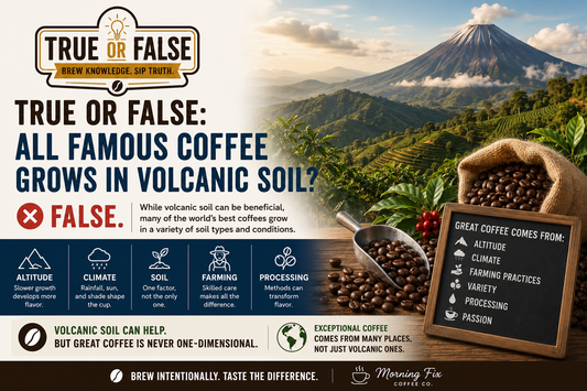 True or False - All Famous Coffee Grows in Volcanic Soil.