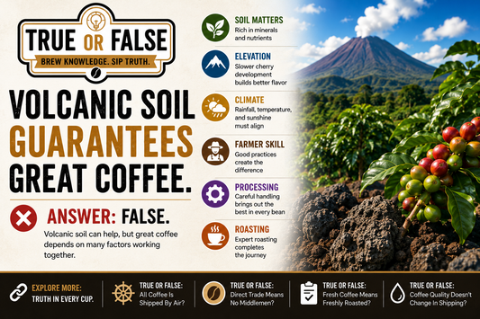 True or False - Volcanic Soil Guarantees Great Coffee.
