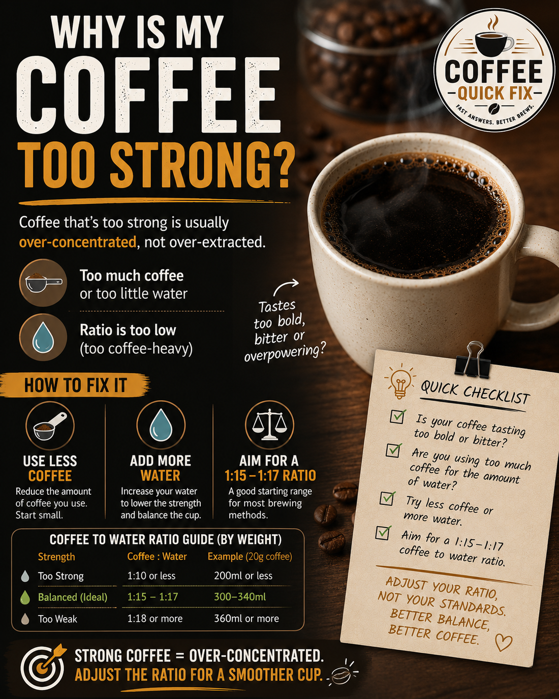Why Is My Coffee Too Strong? (Fix It Fast)
