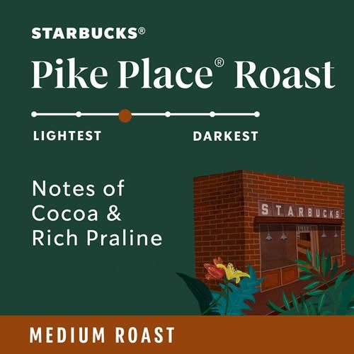 Starbucks K-Cup Coffee Pods, Medium Roast Coffee, Pike Place Roast For Keurig Coffee Makers, 100% Arabica, 1 Box (10 Pods)