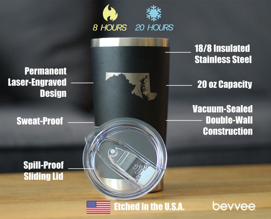 Maryland State Outline - 20 oz Coffee Tumbler