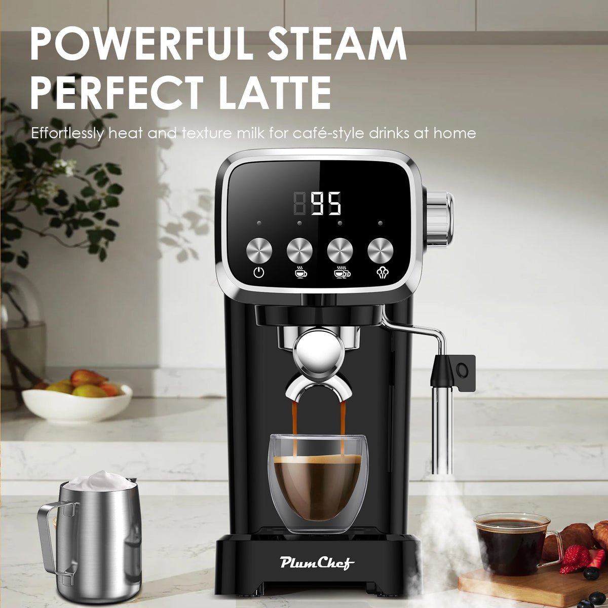 20BAR Slim Vertical Espresso Machine with Professional Pump - Stainless Steel