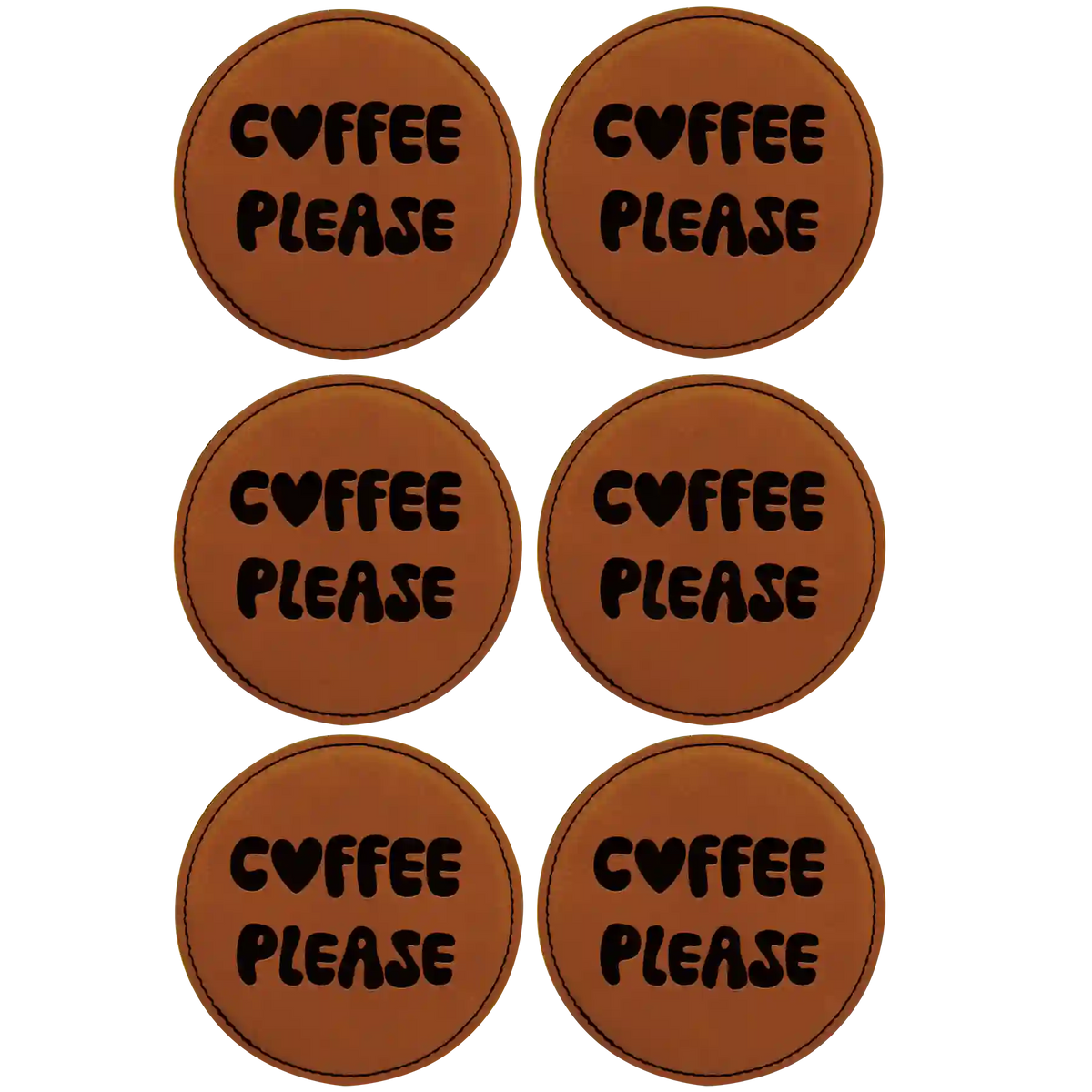 Groovy Coffee Round Leatherette Coasters Set of 6 | Rawhide