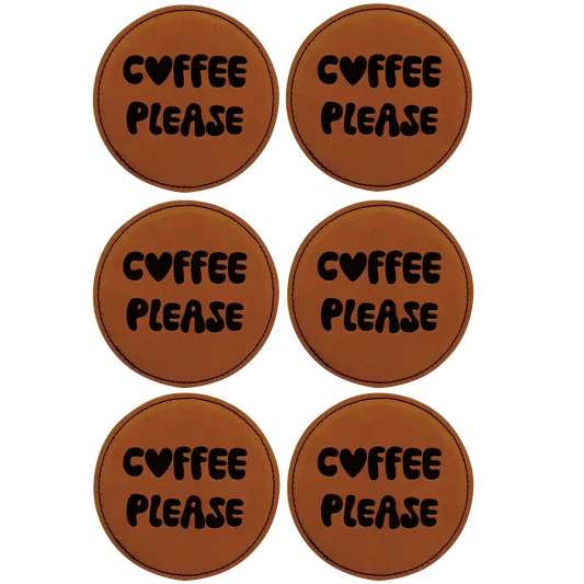 Groovy Coffee Round Leatherette Coasters Set of 6 | Rawhide