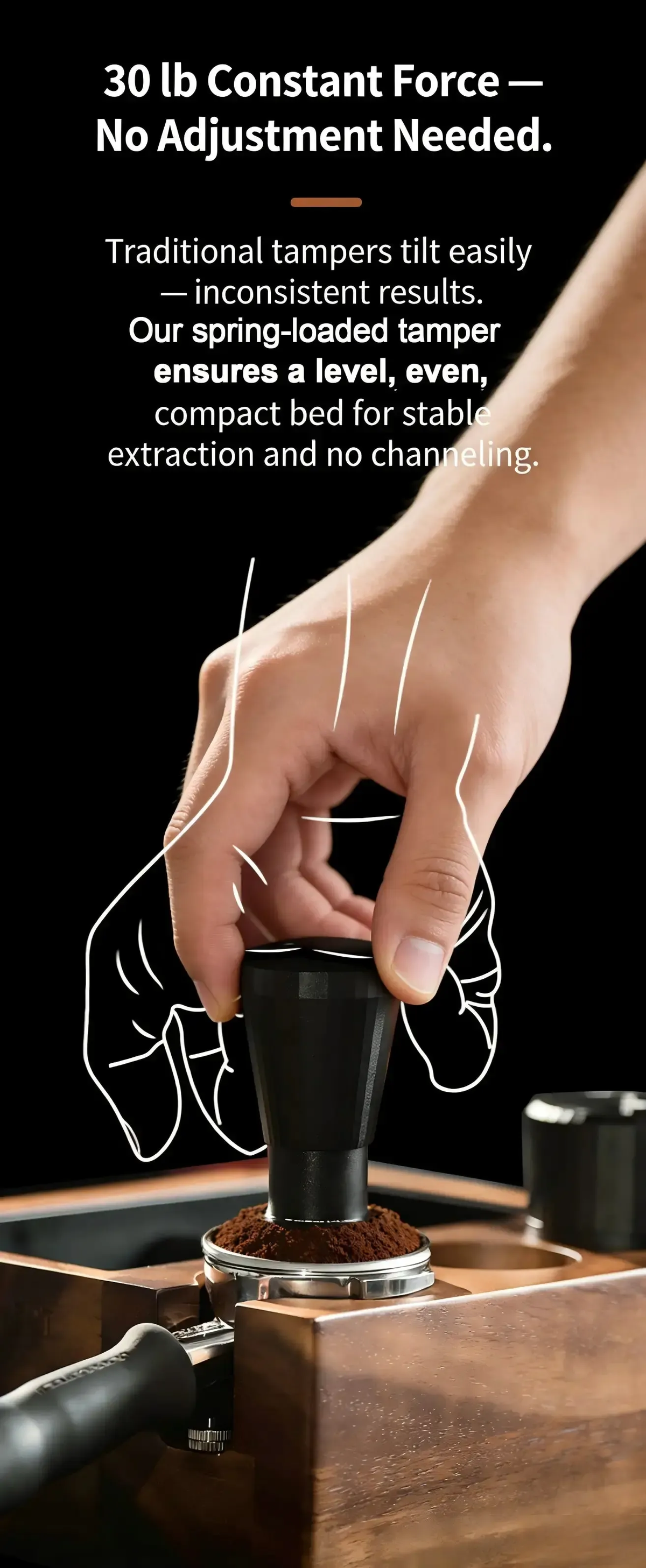 Black Myth Impact Tamper - 30LB Constant Force Spring Espresso Tamper Under $49