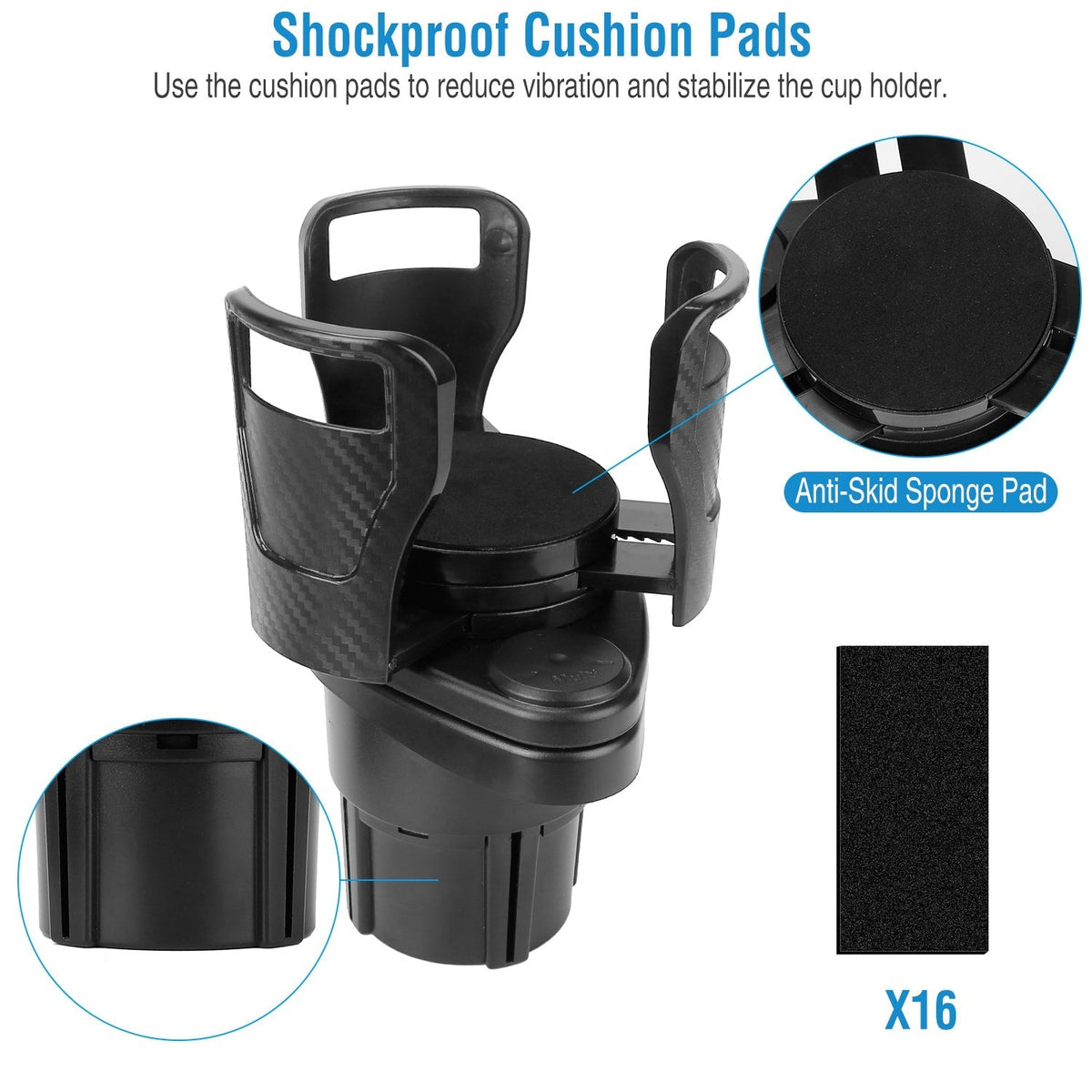 2 In 1 Car Cup Holder Extender Adapter 360¡ Rotating Dual Cup Mount Organizer Holder For Most 20 oz Up To 5.9" Coffee Drinking Bottles Key Glass Stora