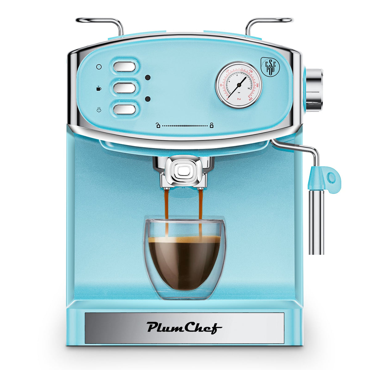 20 Bar Espresso Machine with Semi-Automatic Control - Black or Blue