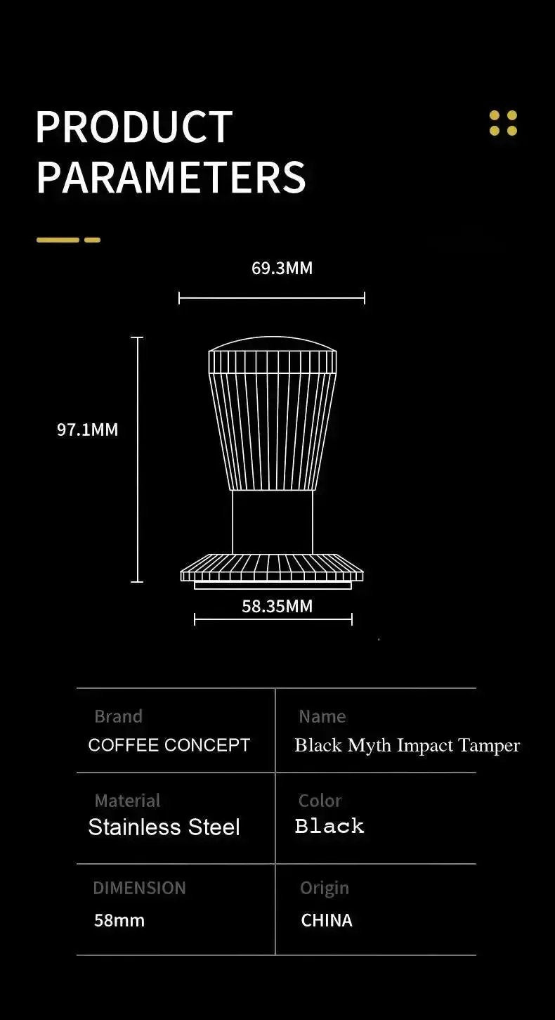 Black Myth Impact Tamper - 30LB Constant Force Spring Espresso Tamper Under $49