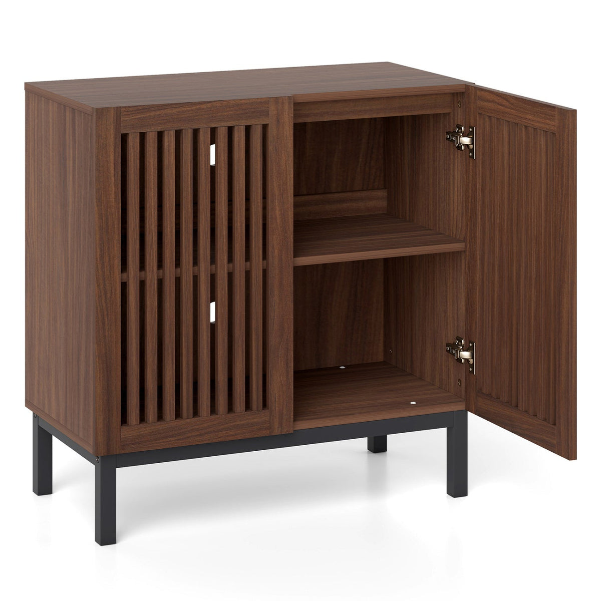 Buffet Cabinet with Storage 32" Wooden Sideboard Coffee Bar Station-Walnut