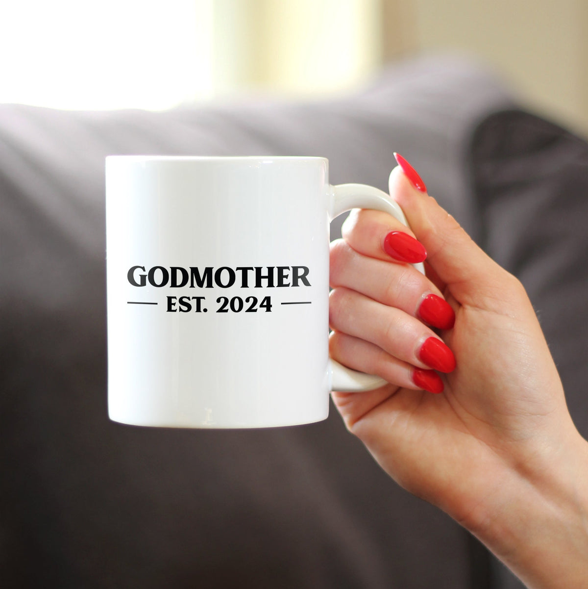 Godmother Est 2024 - New Godmother Coffee Mug Proposal Gift for First Time Godparents - Bold