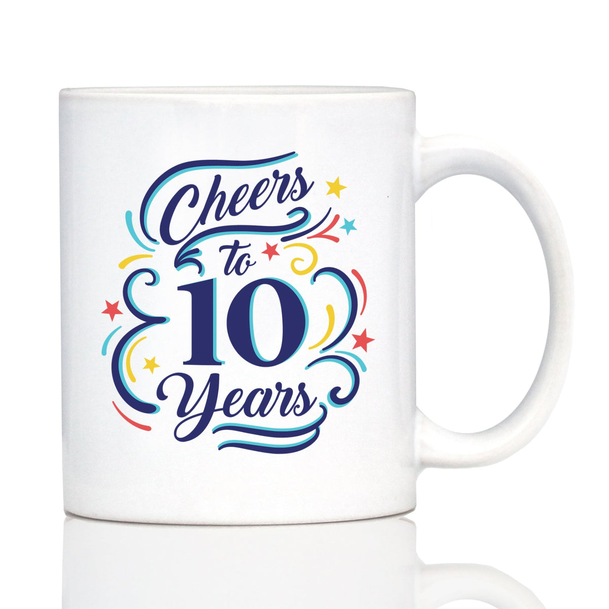 Cheers to Years - Anniversary Party Cups & Decor - Engraved Glasses & Color Ceramic Coffee Mugs