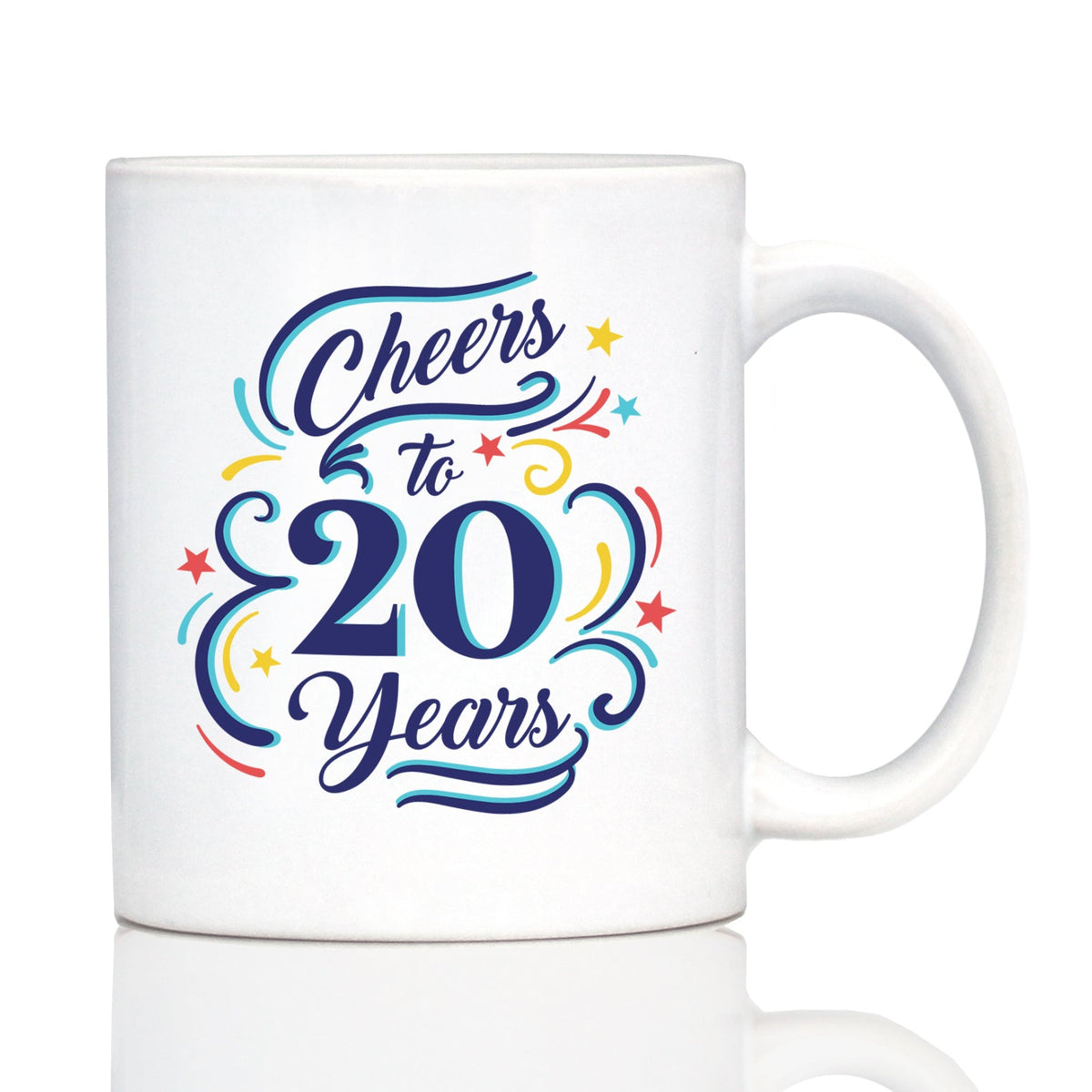 Cheers to Years - Anniversary Party Cups & Decor - Engraved Glasses & Color Ceramic Coffee Mugs