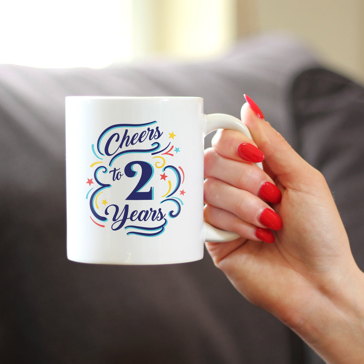 Cheers to 2 Years - Coffee Mug Gifts for Women & Men - 2nd Anniversary Party Decor