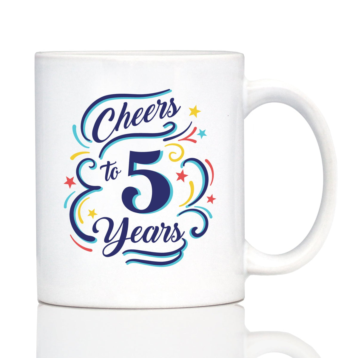 Cheers to Years - Anniversary Party Cups & Decor - Engraved Glasses & Color Ceramic Coffee Mugs