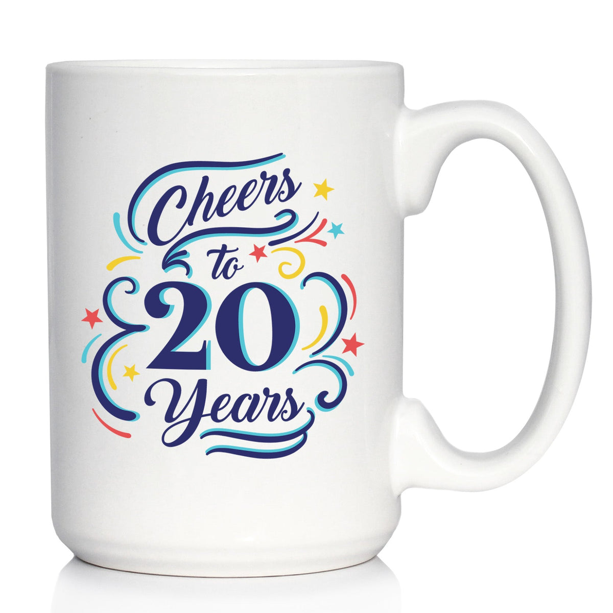 Cheers to Years - Anniversary Party Cups & Decor - Engraved Glasses & Color Ceramic Coffee Mugs