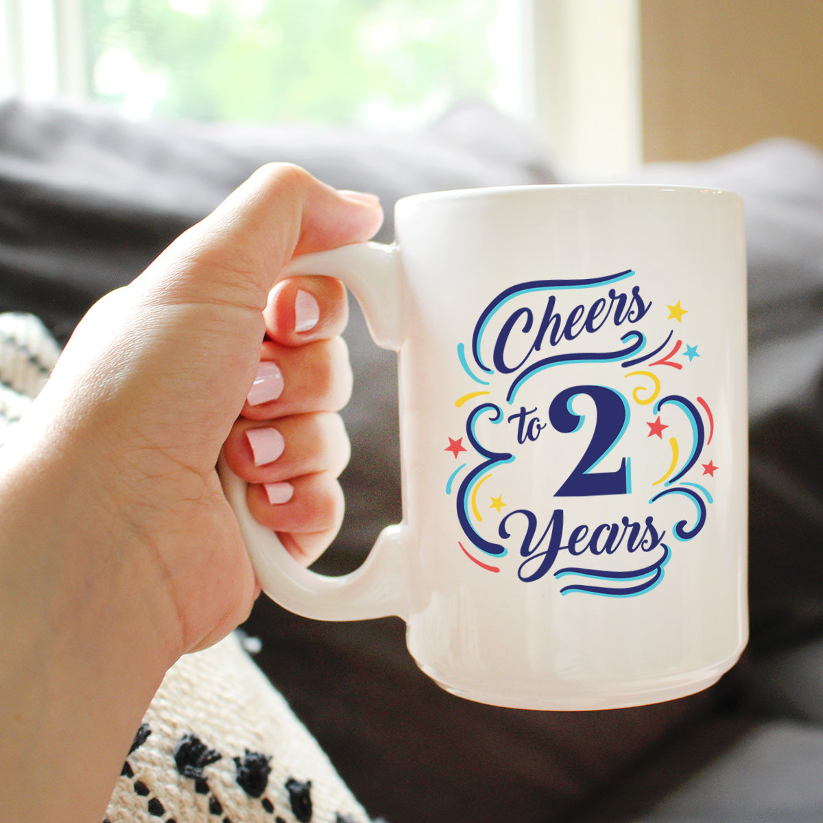 Cheers to 2 Years - Coffee Mug Gifts for Women & Men - 2nd Anniversary Party Decor