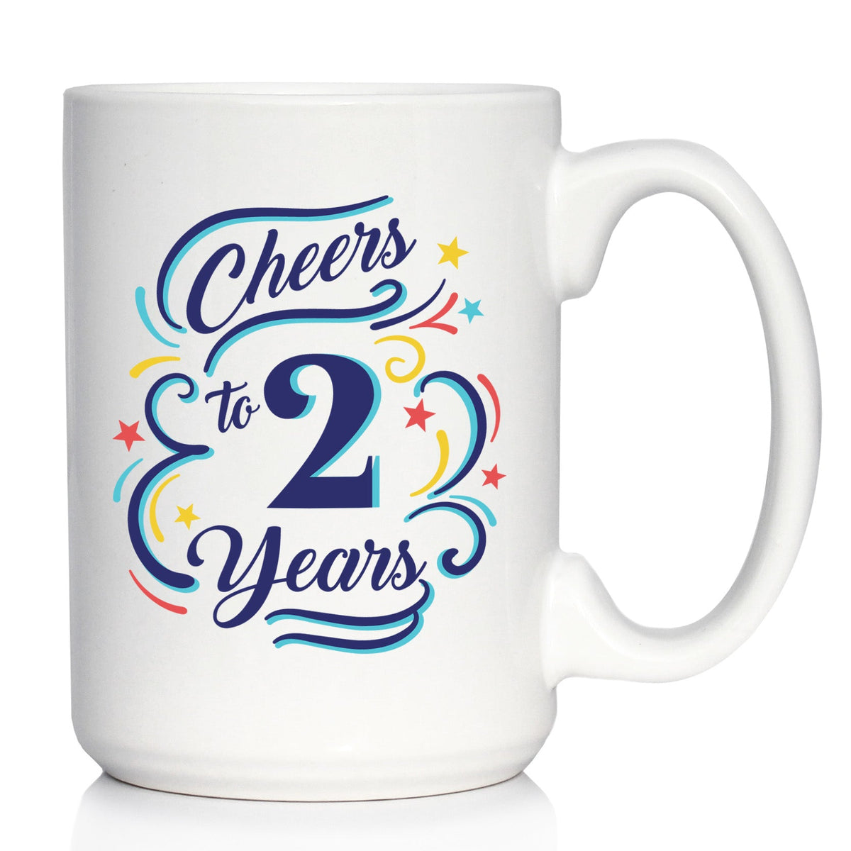 Cheers to Years - Anniversary Party Cups & Decor - Engraved Glasses & Color Ceramic Coffee Mugs