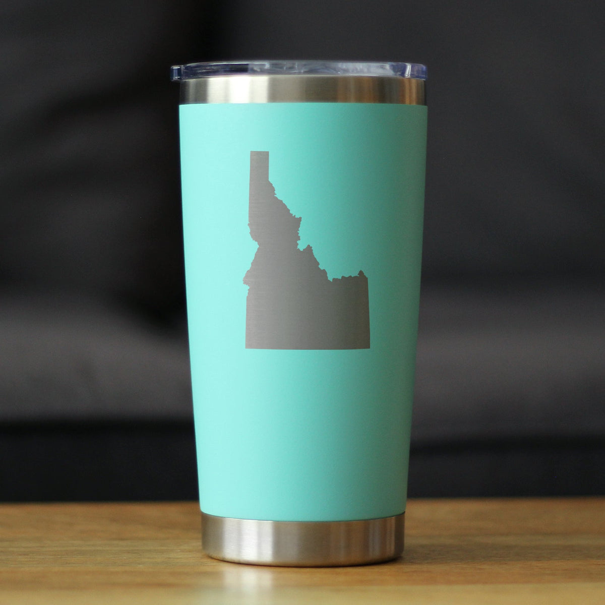 Idaho State Outline - Insulated Coffee Tumbler Cup with Sliding Lid - Stainless Steel Travel Mug - Idaho Gifts for Women and Men