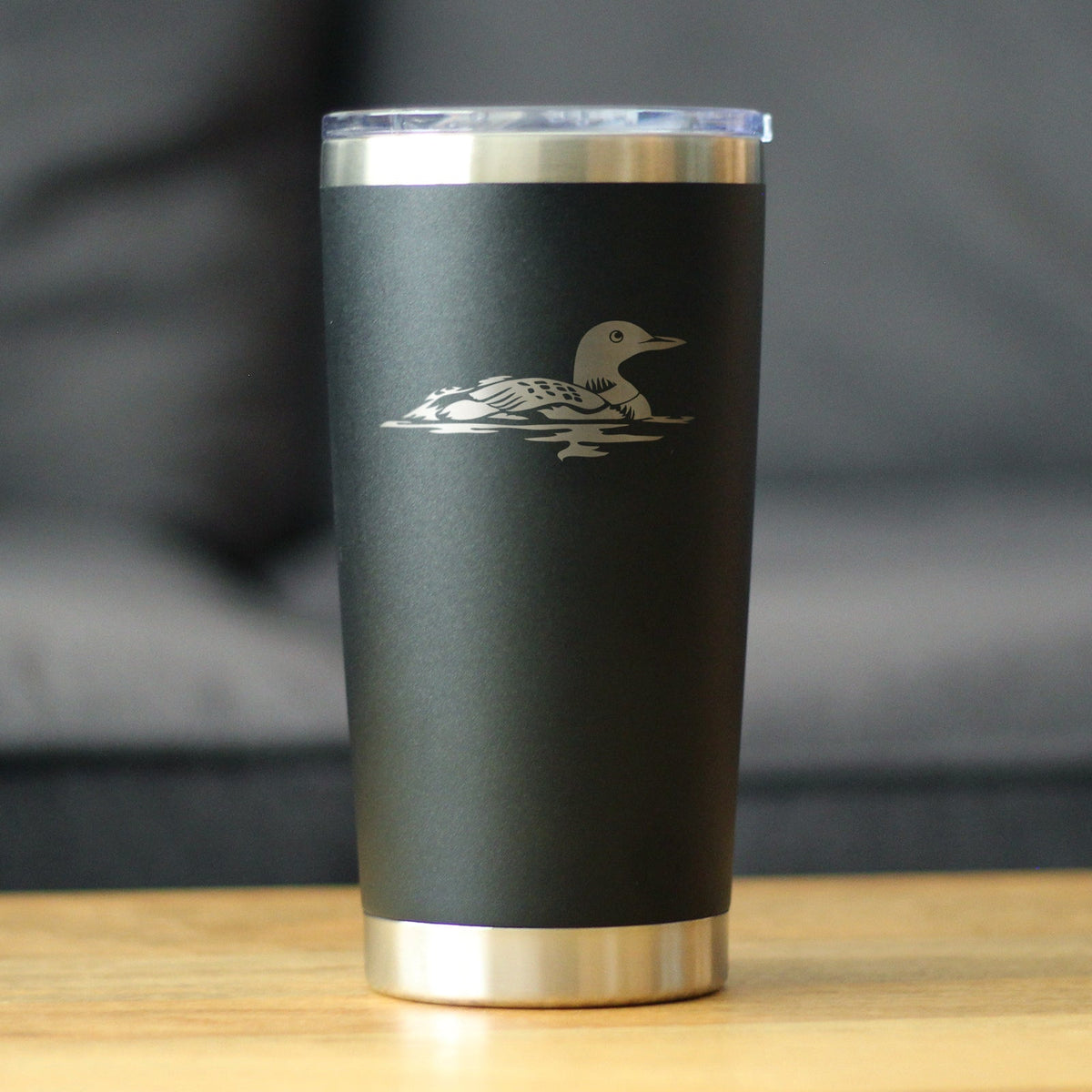 Loon - Insulated Coffee Tumbler Cup with Sliding Lid - Stainless Steel Travel Mug - Loon Gifts for Women and Men
