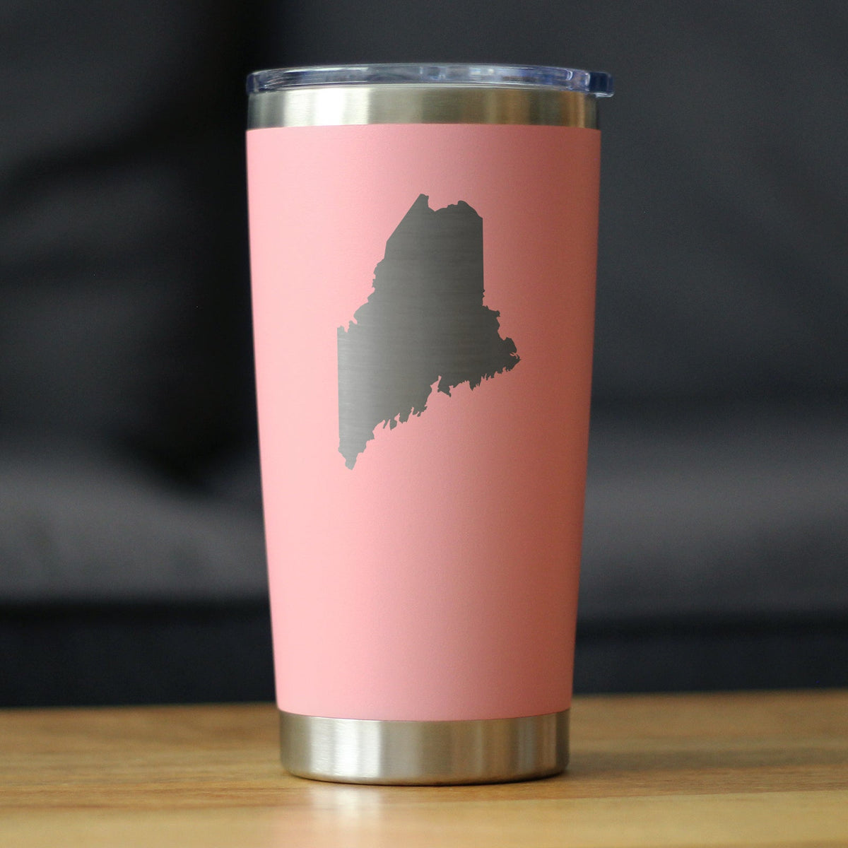 Maine State Outline - Insulated Coffee Tumbler Cup with Sliding Lid - Stainless Steel Travel Mug - Maine Gifts for Women and Men Mainers