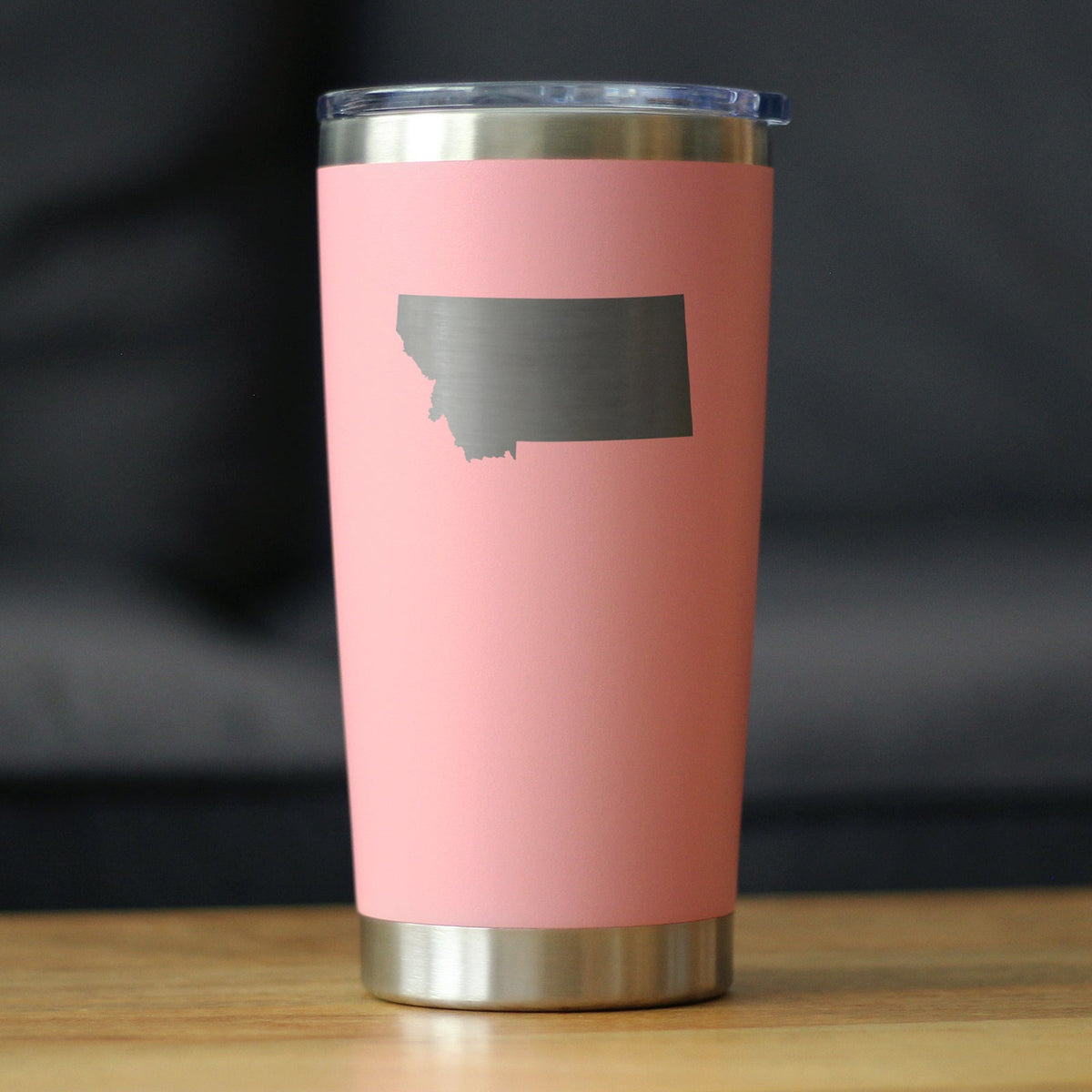 Montana State Outline - Insulated Coffee Tumbler Cup with Sliding Lid - Stainless Steel Travel Mug - Montana Gifts for Women and Men Montanans