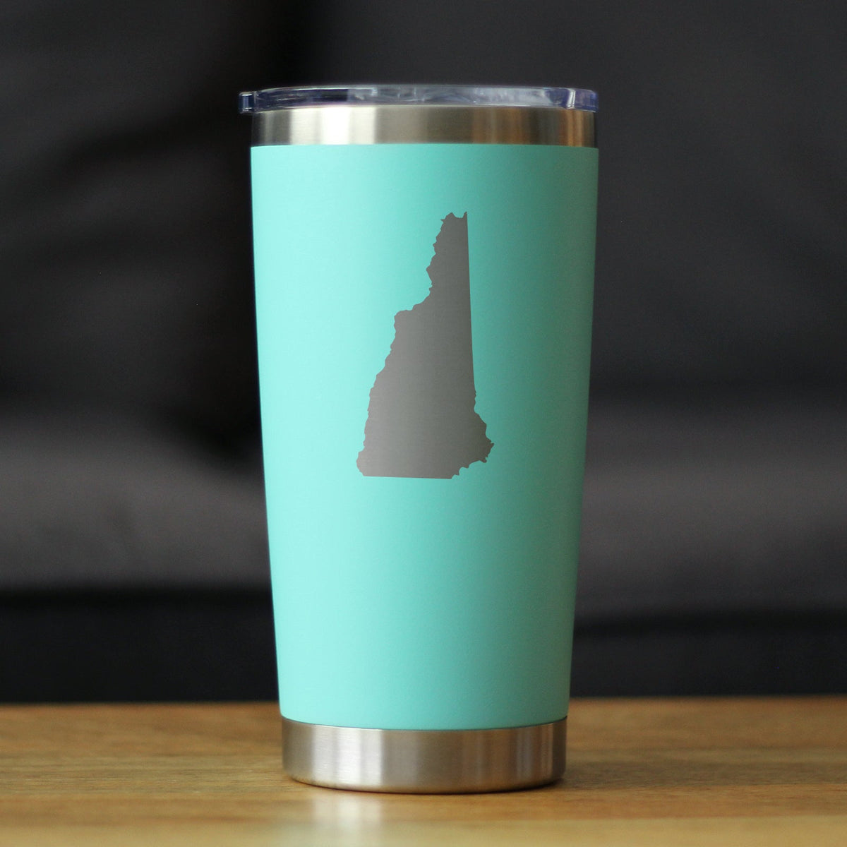 New Hampshire State Outline - Insulated Coffee Tumbler Cup with Sliding Lid - Stainless Steel Travel Mug - New Hampshire Gifts for Women and Men