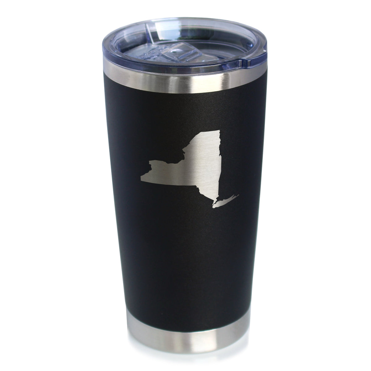 New York State Outline - Insulated Coffee Tumbler Cup with Sliding Lid - Stainless Steel Travel Mug - New York Gifts Women and Men New Yorkers