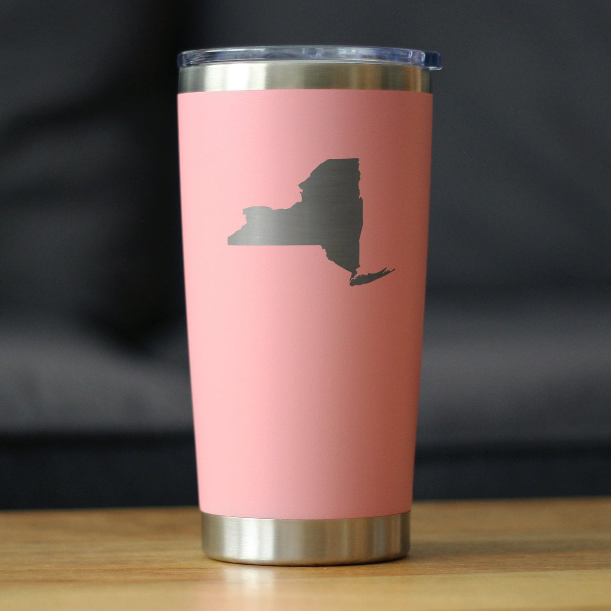 New York State Outline - Insulated Coffee Tumbler Cup with Sliding Lid - Stainless Steel Travel Mug - New York Gifts Women and Men New Yorkers