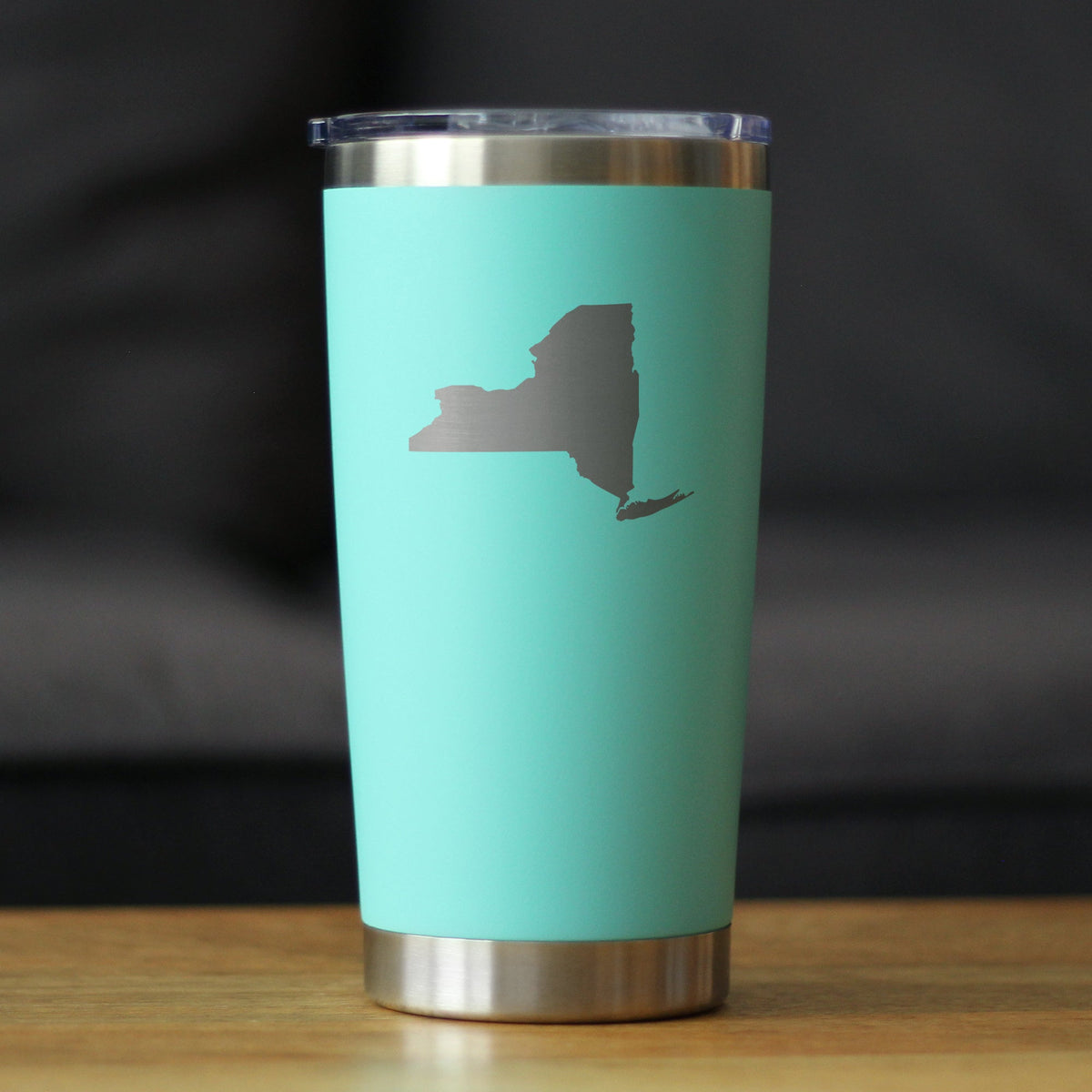 New York State Outline - Insulated Coffee Tumbler Cup with Sliding Lid - Stainless Steel Travel Mug - New York Gifts Women and Men New Yorkers