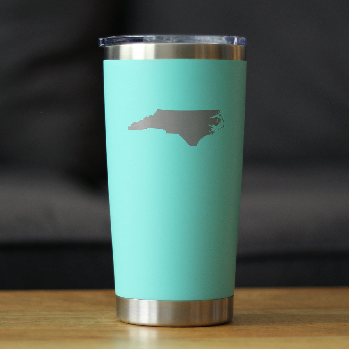 North Carolina State Outline - Insulated Coffee Tumbler Cup with Sliding Lid - Stainless Steel Travel Mug - North Carolina Gifts for Women and Men