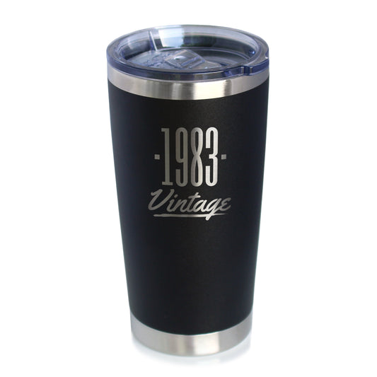 Vintage 1983 - Insulated Coffee Tumbler Cup with Sliding Lid - 20 oz - Funny 43rd Birthday Gift for Women or Men Turning 43