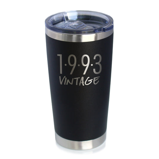 Vintage 1993 - Insulated Coffee Tumbler Cup with Sliding Lid - 20 oz - Funny 33rd Birthday Gift for Women or Men Turning 33