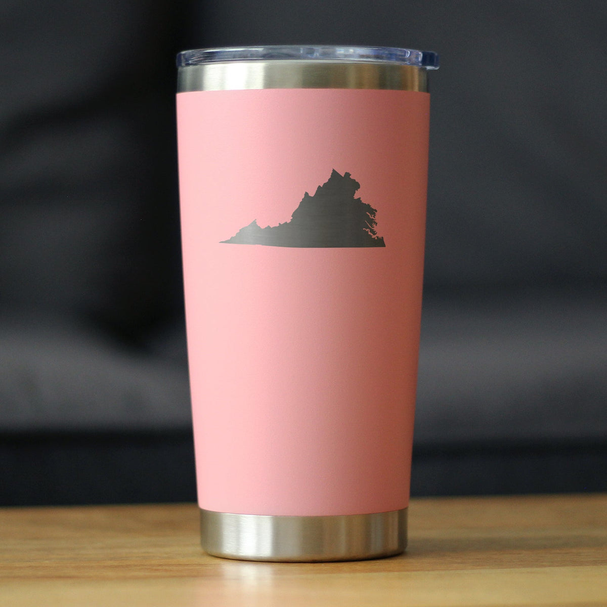 Virginia State Outline - Insulated Coffee Tumbler Cup with Sliding Lid - Stainless Steel Travel Mug - Virginia Gifts for Women and Men Virginians