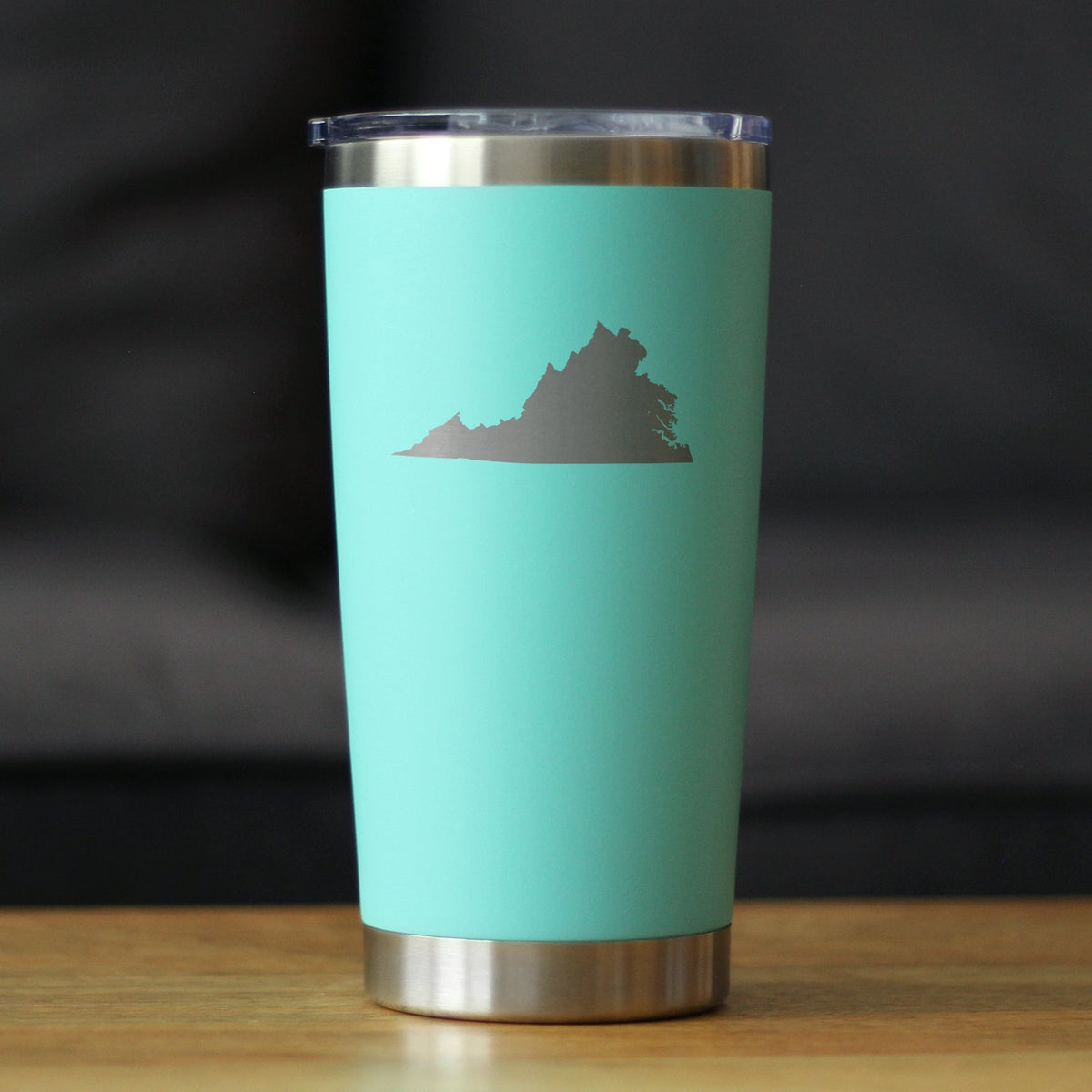 Virginia State Outline - Insulated Coffee Tumbler Cup with Sliding Lid - Stainless Steel Travel Mug - Virginia Gifts for Women and Men Virginians