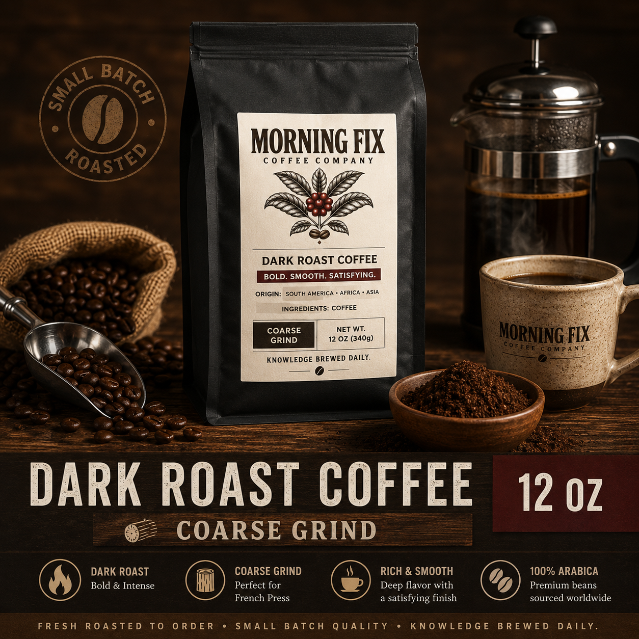 Dark Roast Coffee | 🪵Coarse Grind | 12 OZ