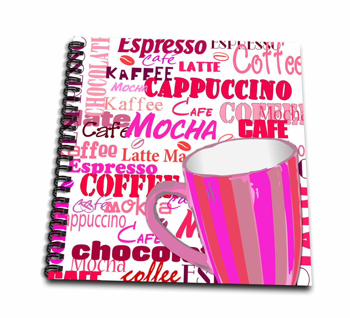3dRose Sven Herkenrath Letters - Pink Style of Coffee Cappuccino Drink Food - Drawing Books (db_254108)