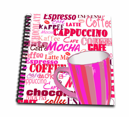 3dRose Sven Herkenrath Letters - Pink Style of Coffee Cappuccino Drink Food - Drawing Books (db_254108)