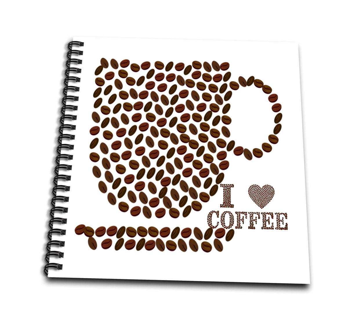 3dRose Abstract Patterns - Image of Coffee Bean Cup and I Heart Coffee - Drawing Book