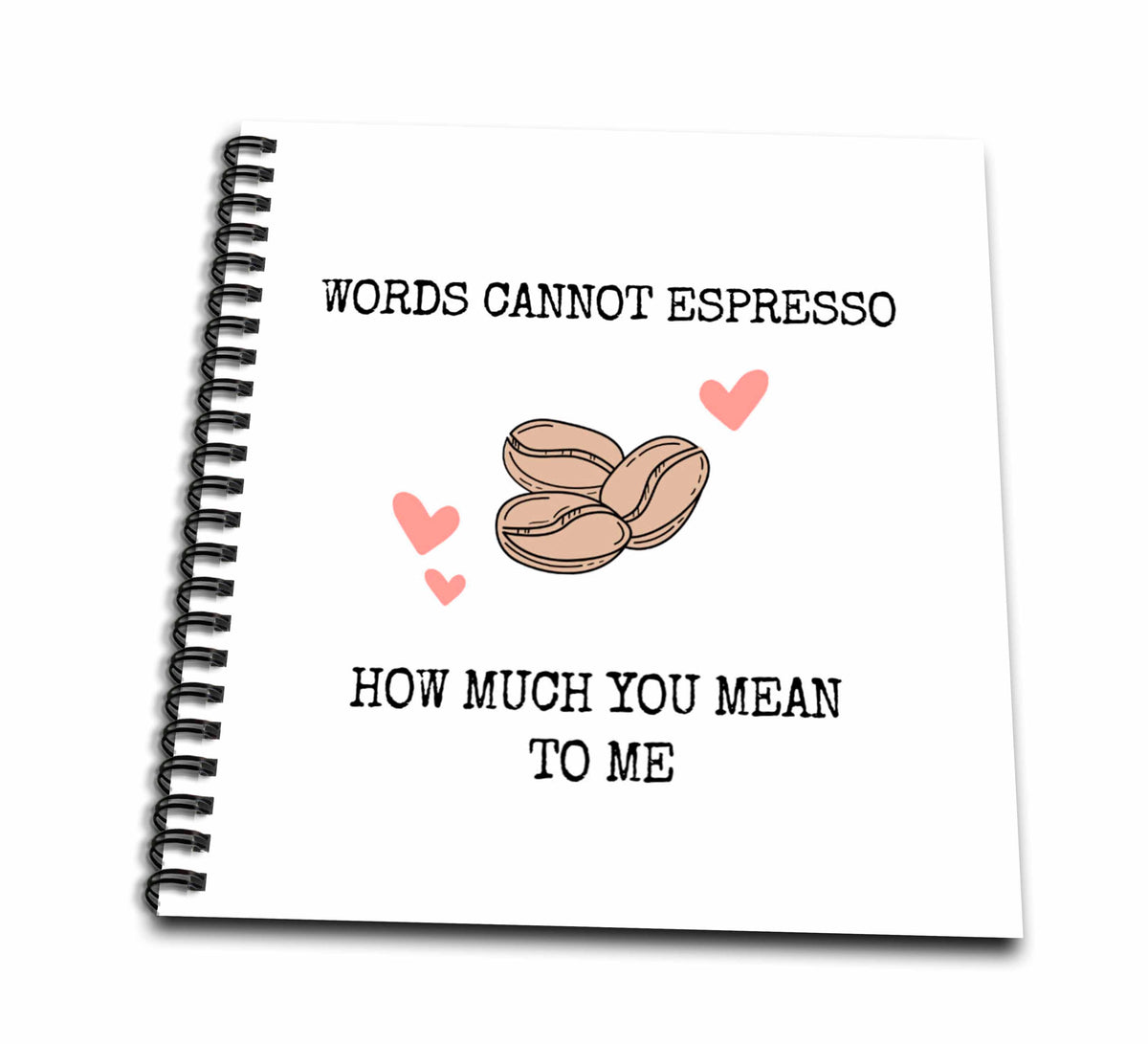 3dRose Image of Words Cannot Espresso How Much You Mean To Me - Drawing Books (db_333768)