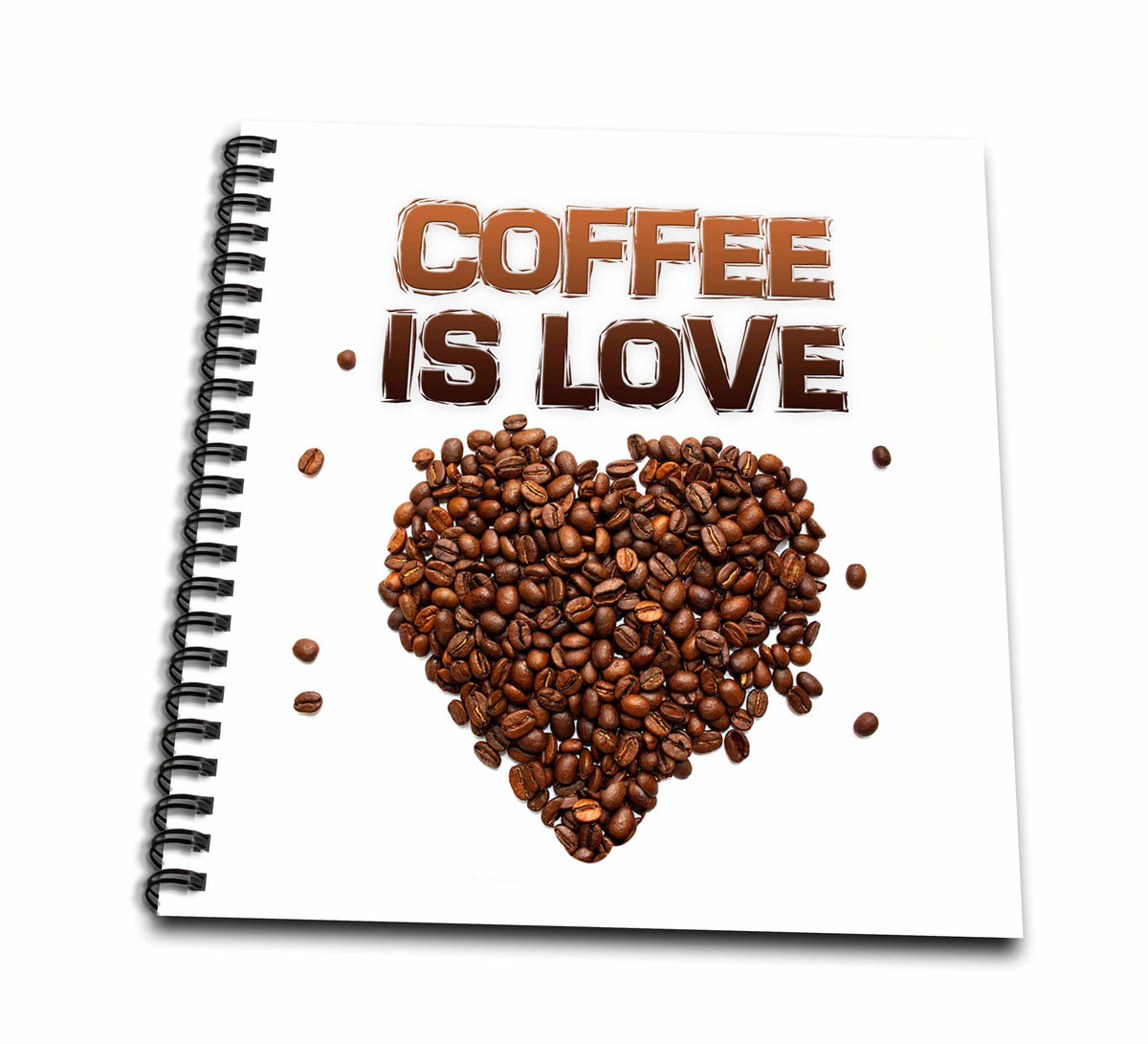 3dRose Image of Words Coffee Is Love with Coffee Beans Heart - Drawing Books (db_350581)